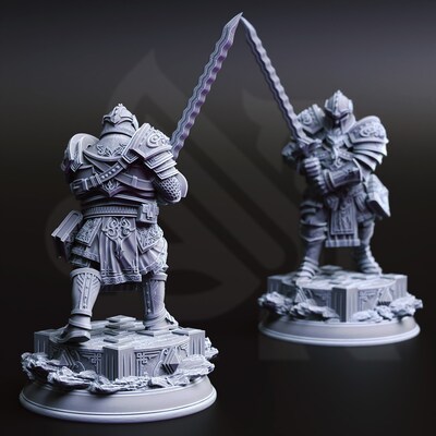 Dwarf Paladin of Lore from DM Stash's Under Darkness set. Total height apx. 47mm. Unpainted resin miniature - image3